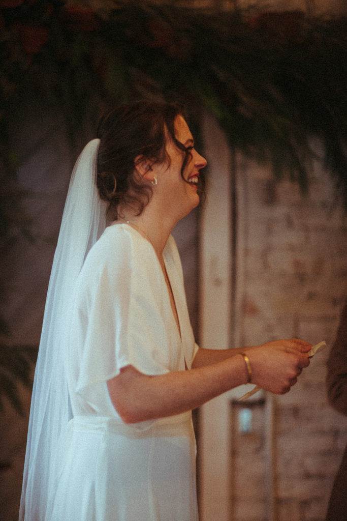 a bride reading her vows
