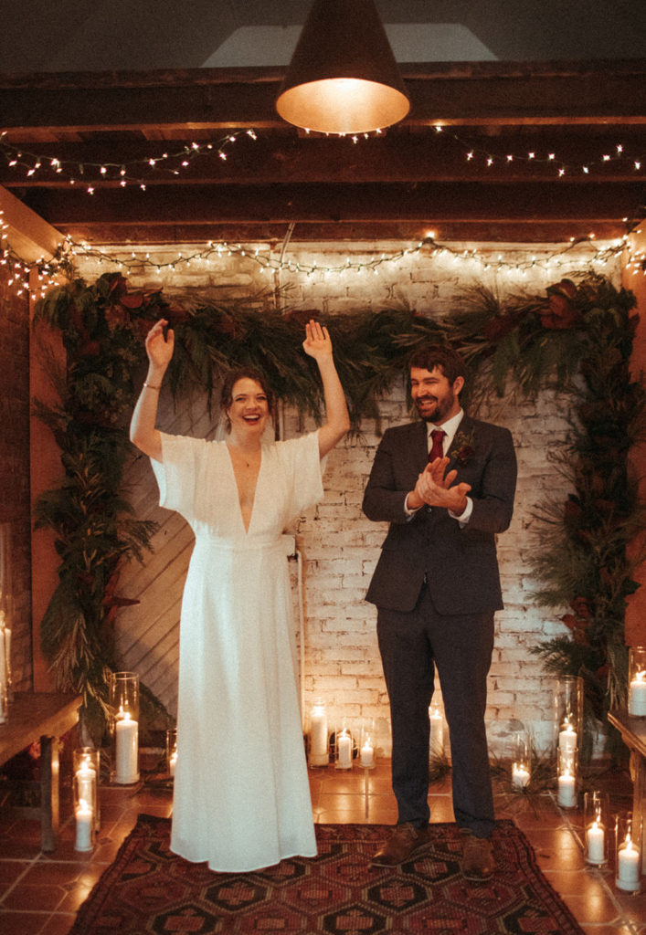 couple celebrates their new commitment after their intimate elopement