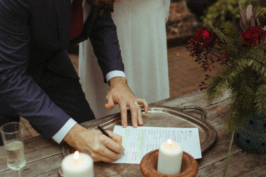 signing the marriage license at ruby june inn