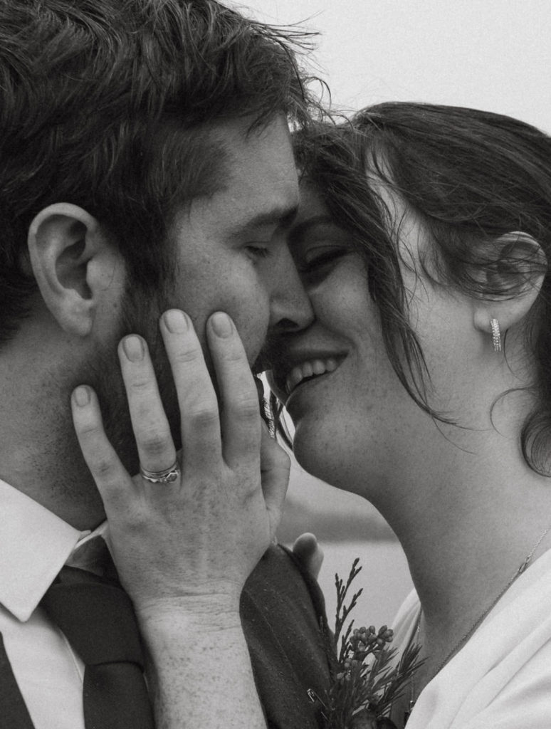 couple posing for wedding photos in the columbia river gorge