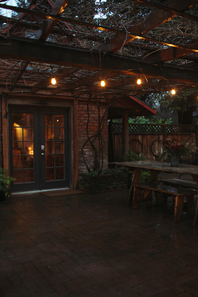 twinkly lights outside the ice house at the ruby june inn