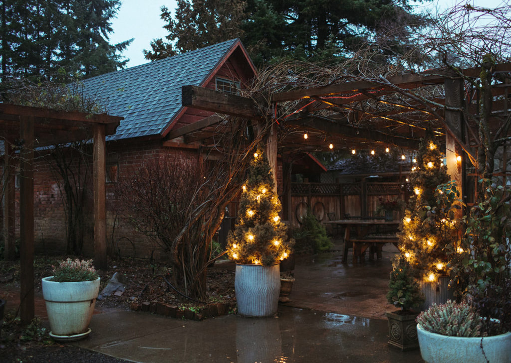 twinkly lights outside the ice house at the ruby june inn